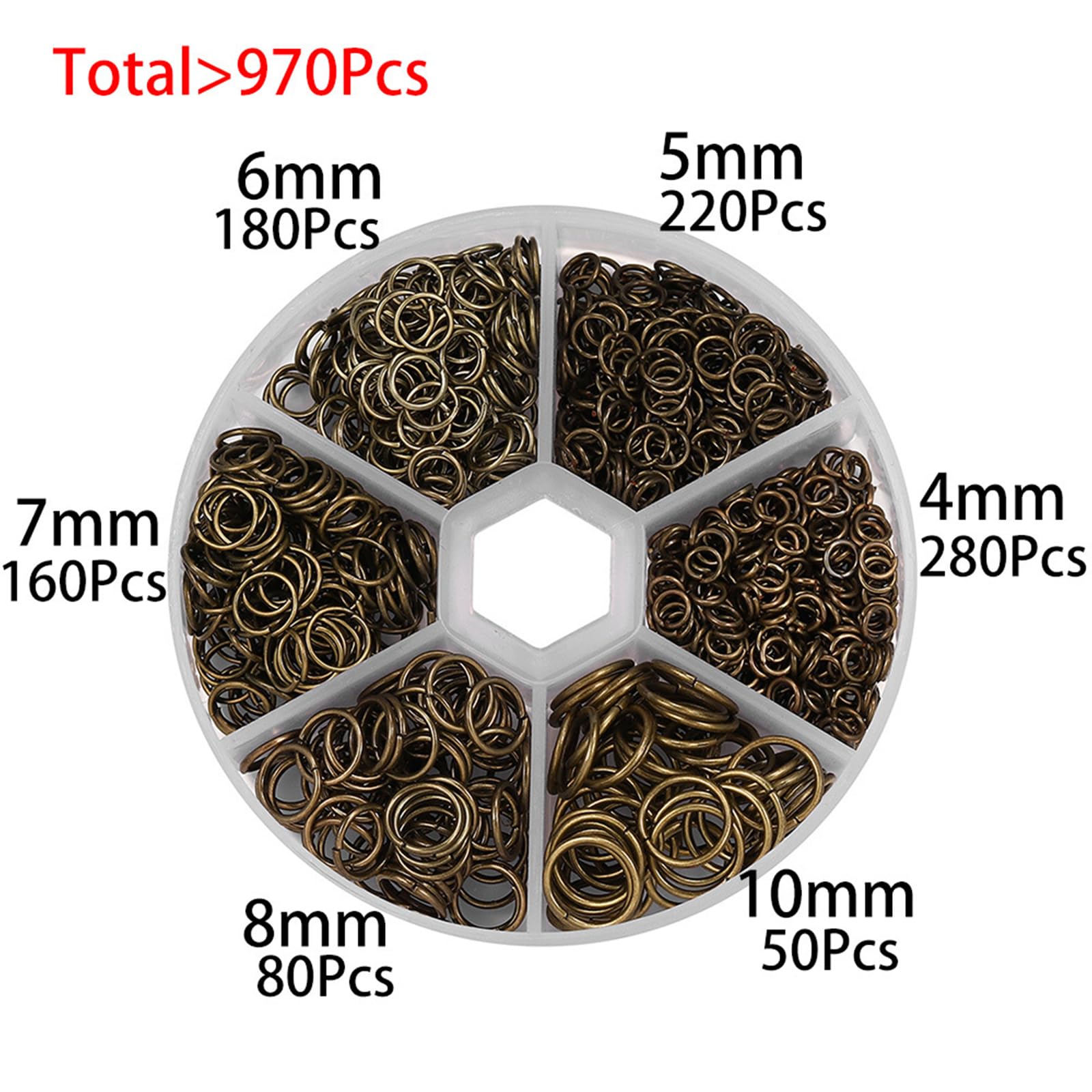 Leliafleury 970Pcs Open Jump Rings Metal Bronze Jump Rings with Plastic Box for DIY Craft Making - Image 4