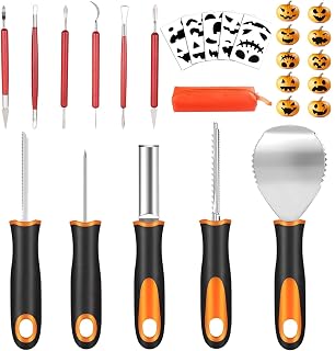 Pumpkin Carving Kit Tools Halloween, 32Pcs Professional Pumpkin Carving Set with Stencils and Carrying Case, Pumpkin Carving Knife Kit for Halloween Decoration Jack-O-Lanterns