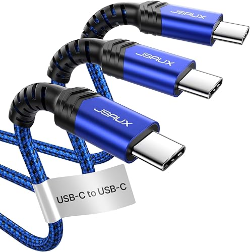 JSAUX Paquete de 3 cables USB C a USB C de 100 W 6.6 pies+6.6 pies+6.6 pies compatible con iPhone 17 Air 16 15 Pro Max Samsung Galaxy S25 S24