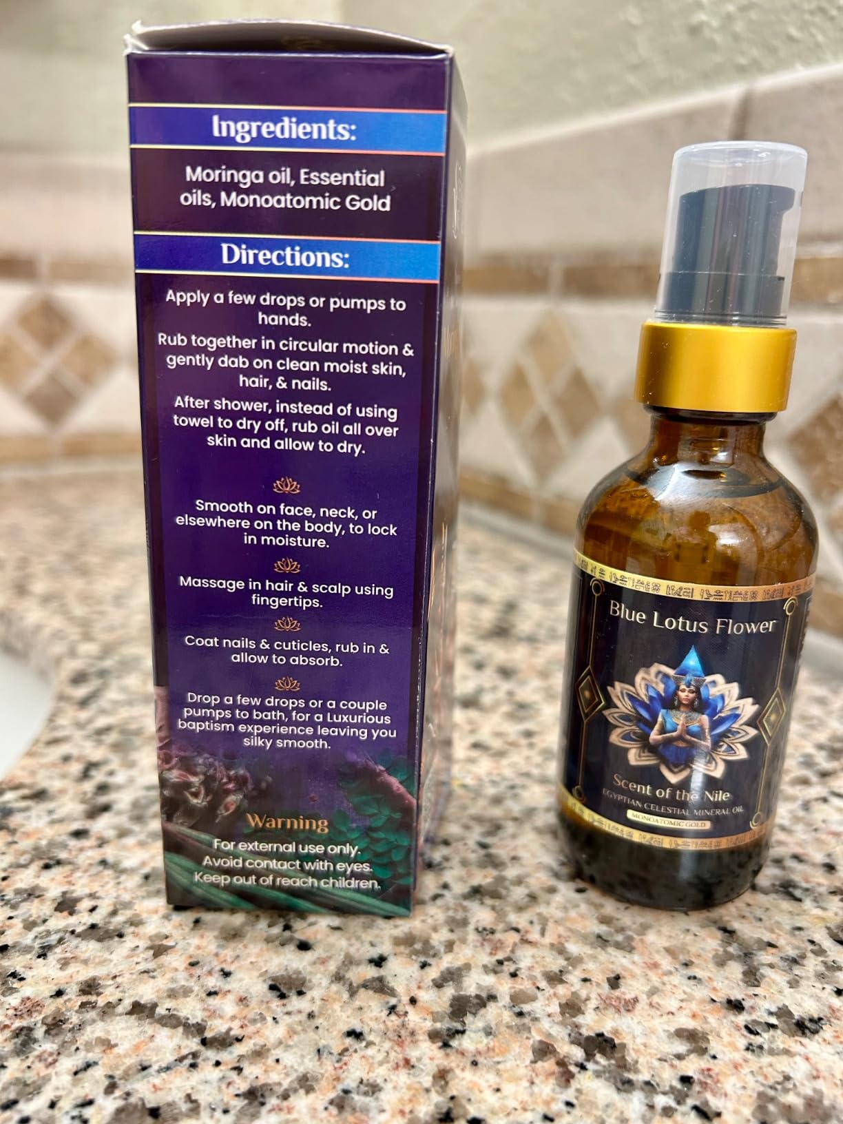 ZP.TECH Pure Organic Moringa Oil with Blue Lotus Flower | Deep Hydrating & Anti-Aging Ritual Oil for Skin, Hair & Nails | Premium 100% Cold Pressed Moringa Seed Extraction, Nourishes & Hydrates Skin 1oz