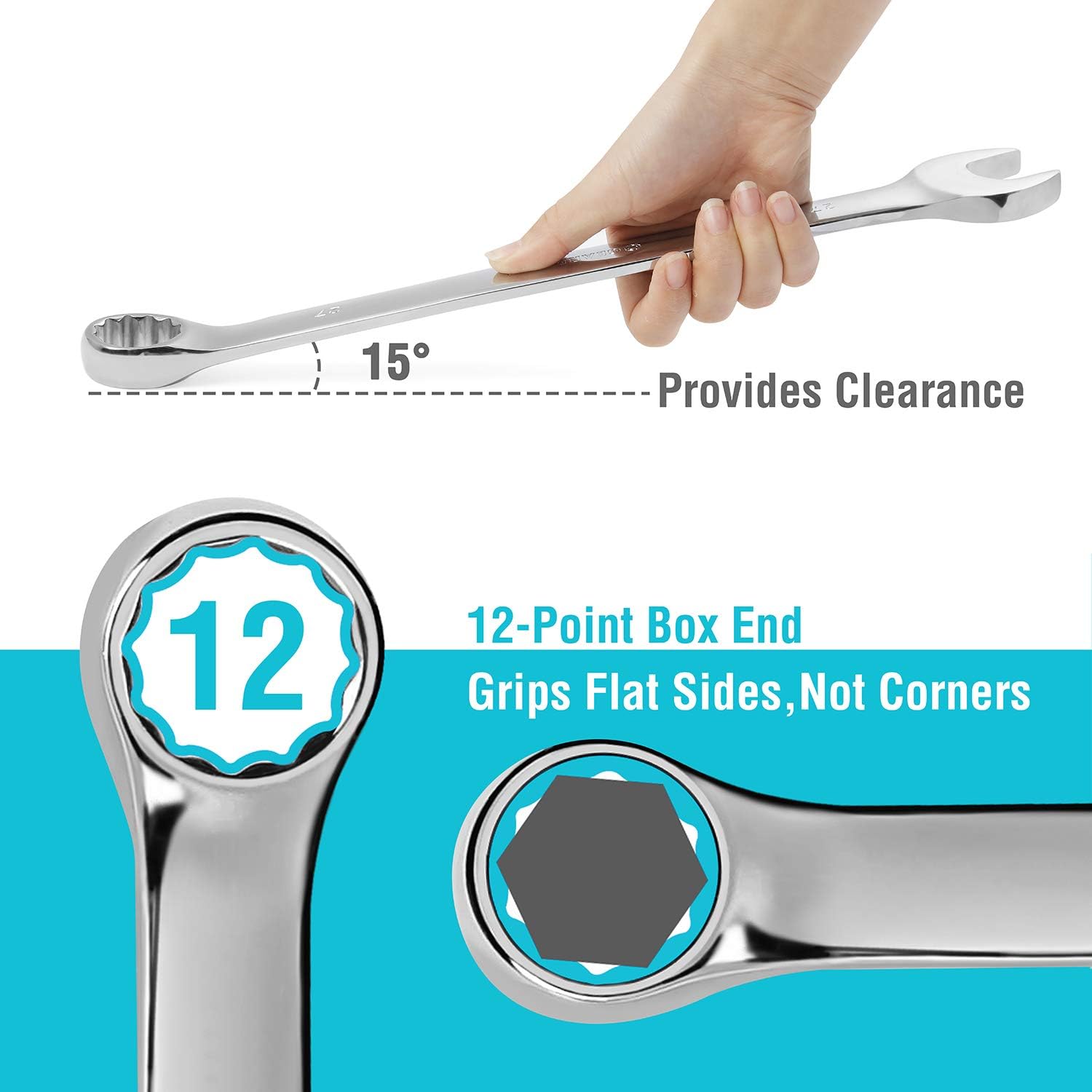 Long Pattern Combination Wrench Set, Metric, 5-Piece, 23-30mm, 12 Point, Chrome Vanadium Steel, with Pouch