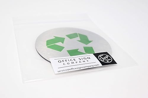 Miniatura 6 de Letreros de metal para basura y reciclaje, marcadores de basura y reciclaje, juego de 2, 1 letrero de basura negro y 1 letrero de reciclaje verde,