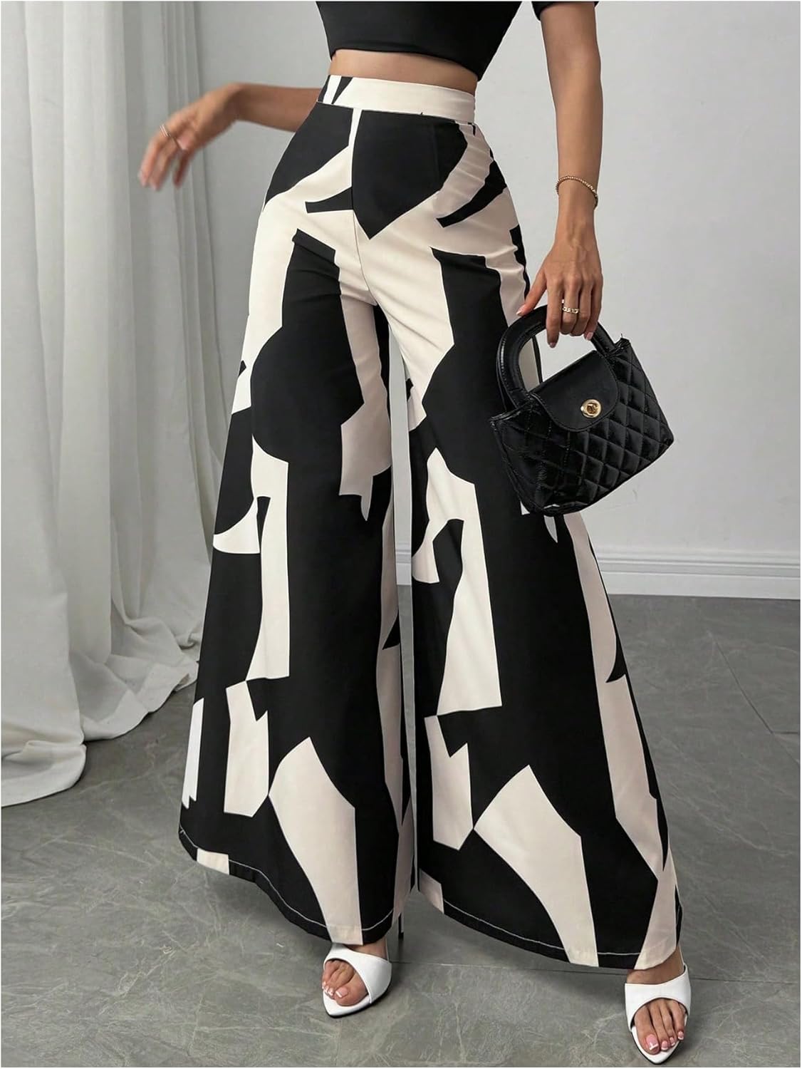 SweatyRocks Women's Wide Leg Palazzo Pants Dressy Casual High Waisted Long Trousers - Image 4