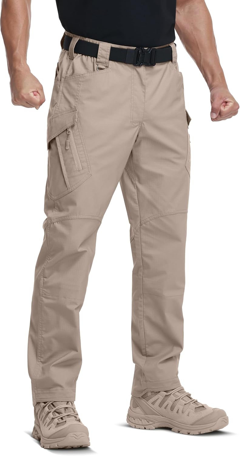 Men's Stretch Tactical Pants Water Resistant Flex Ripstop Cargo Lightweight Military Outdoor Hiking Work Pants
