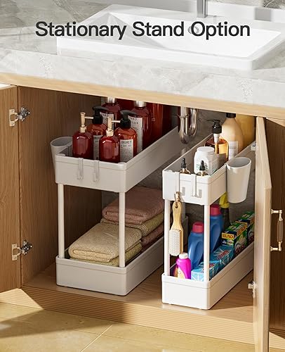 Miniatura 7 de Pipishell PIUC07WK2 - Carrito de baño, paquete de 2 organizadores de almacenamiento delgado con tazas y ganchos colgantes, con ruedas para baño,