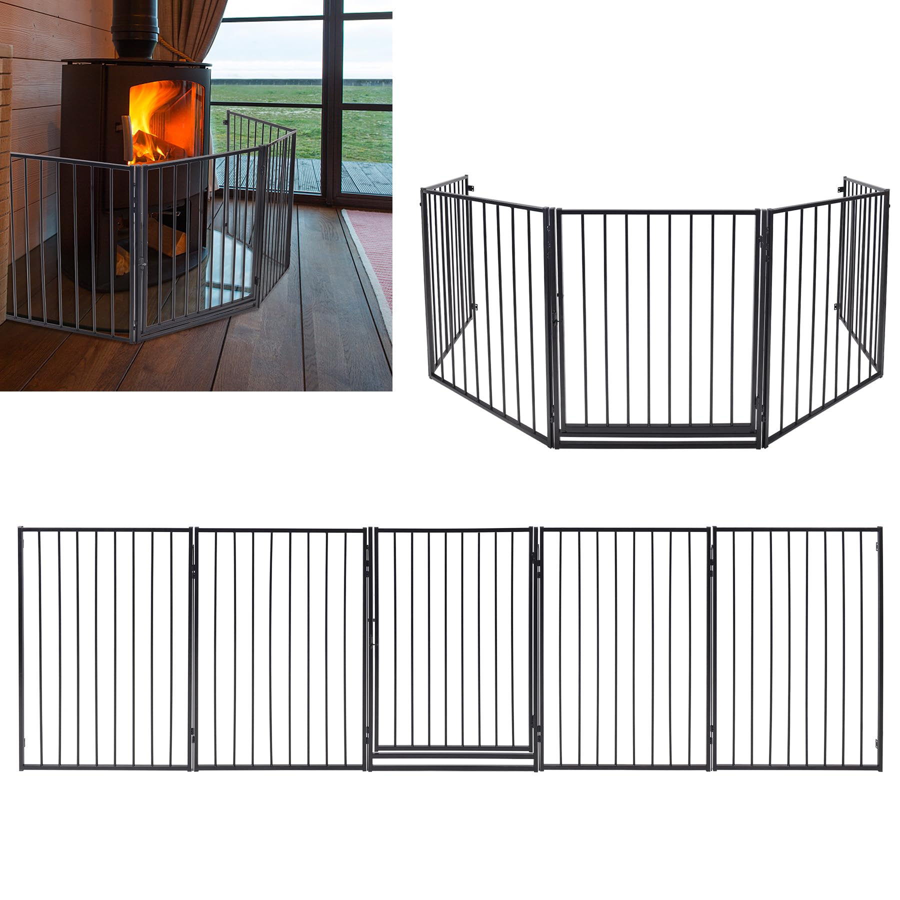 Randaco Barrière De Sécurité Enfant, Cheminée Avec Porte 304cm