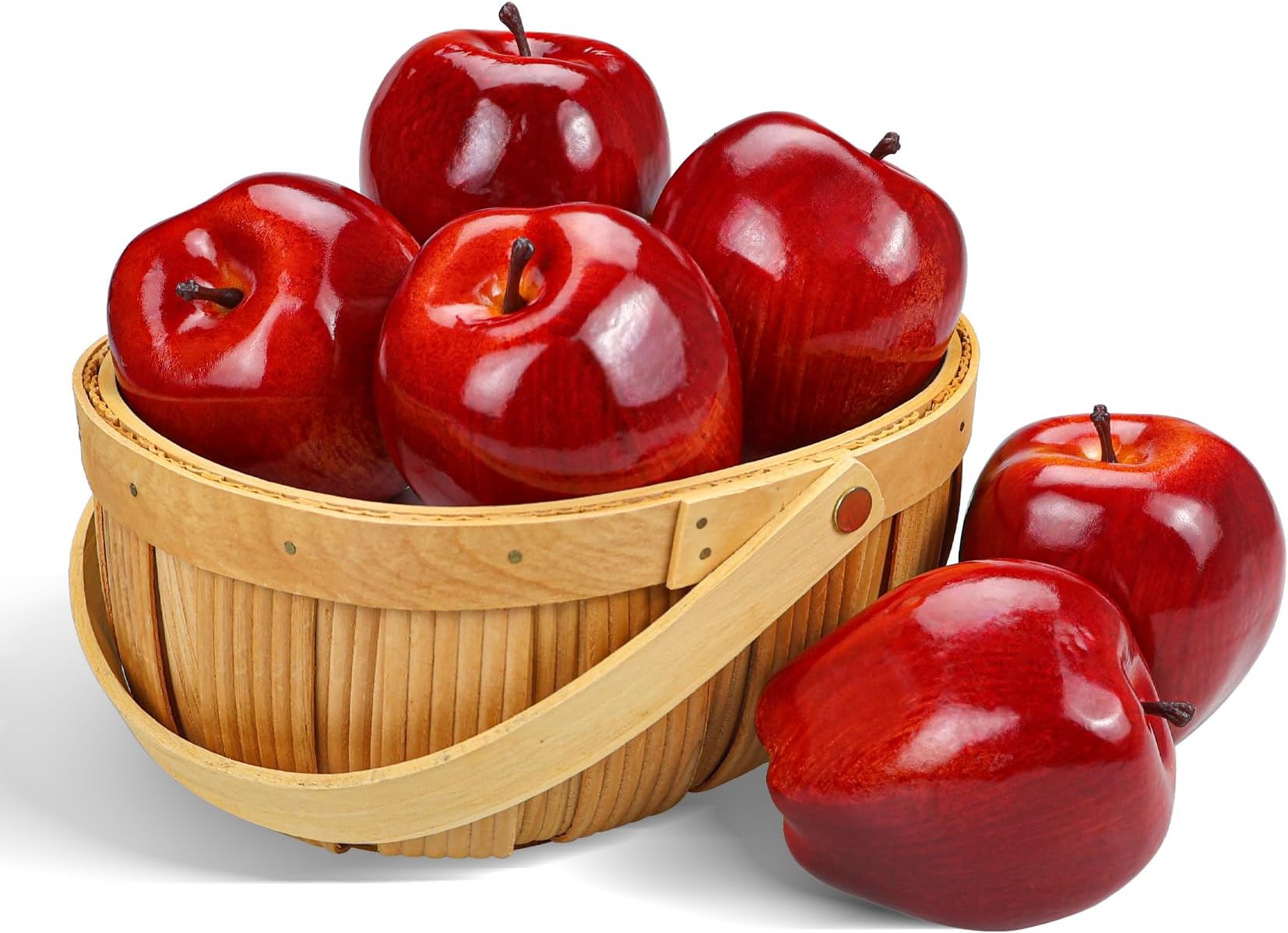 Lorigun Artificial Apples Fake Fruits Red Delicious Apples for Decoration, Decorative Fruit, Faux Big Red Apple 6 Pcs