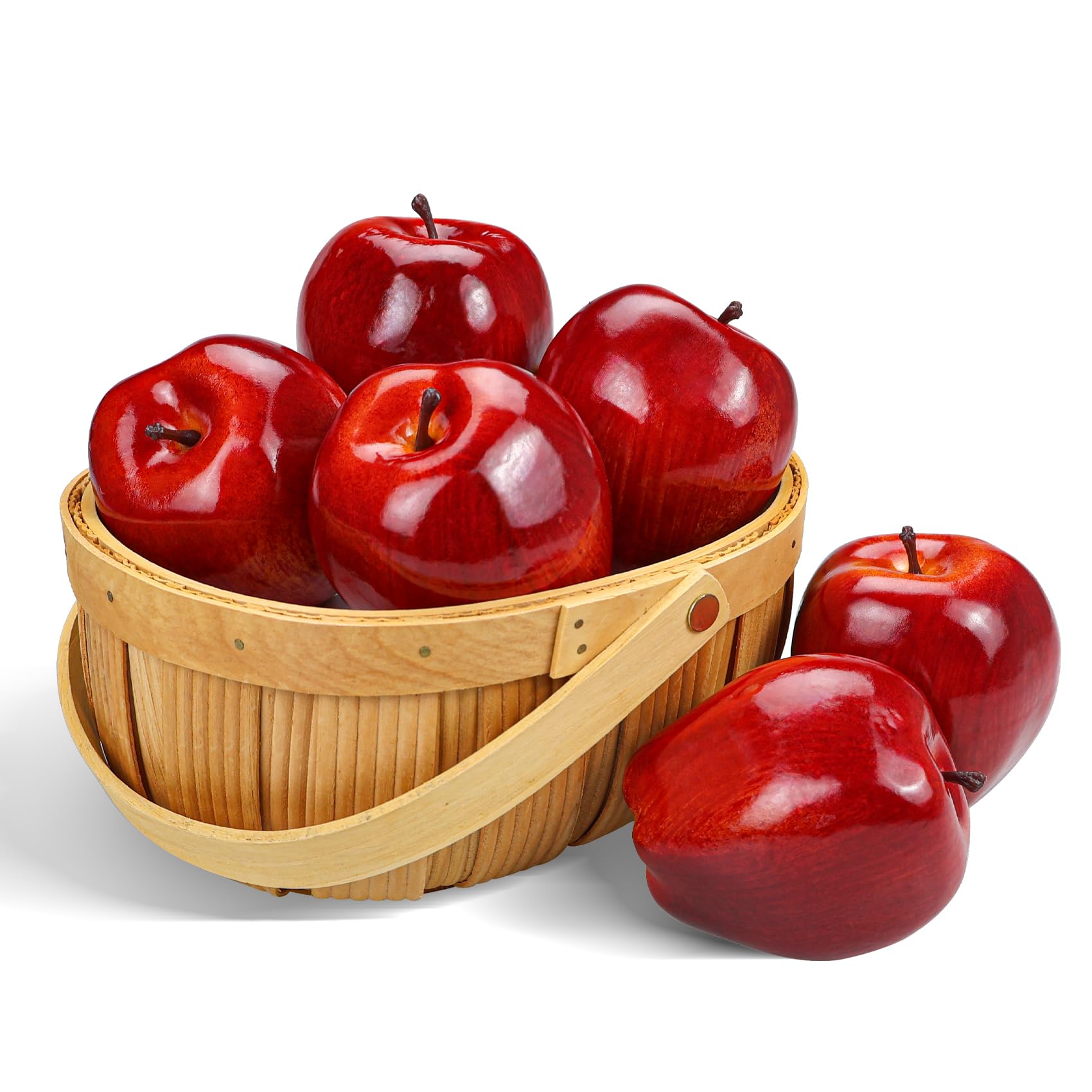 Lorigun Artificial Apples Fake Fruits Red Delicious Apples For Decoration, Decorative Fruit, Faux Big Red Apples 6 Pcs