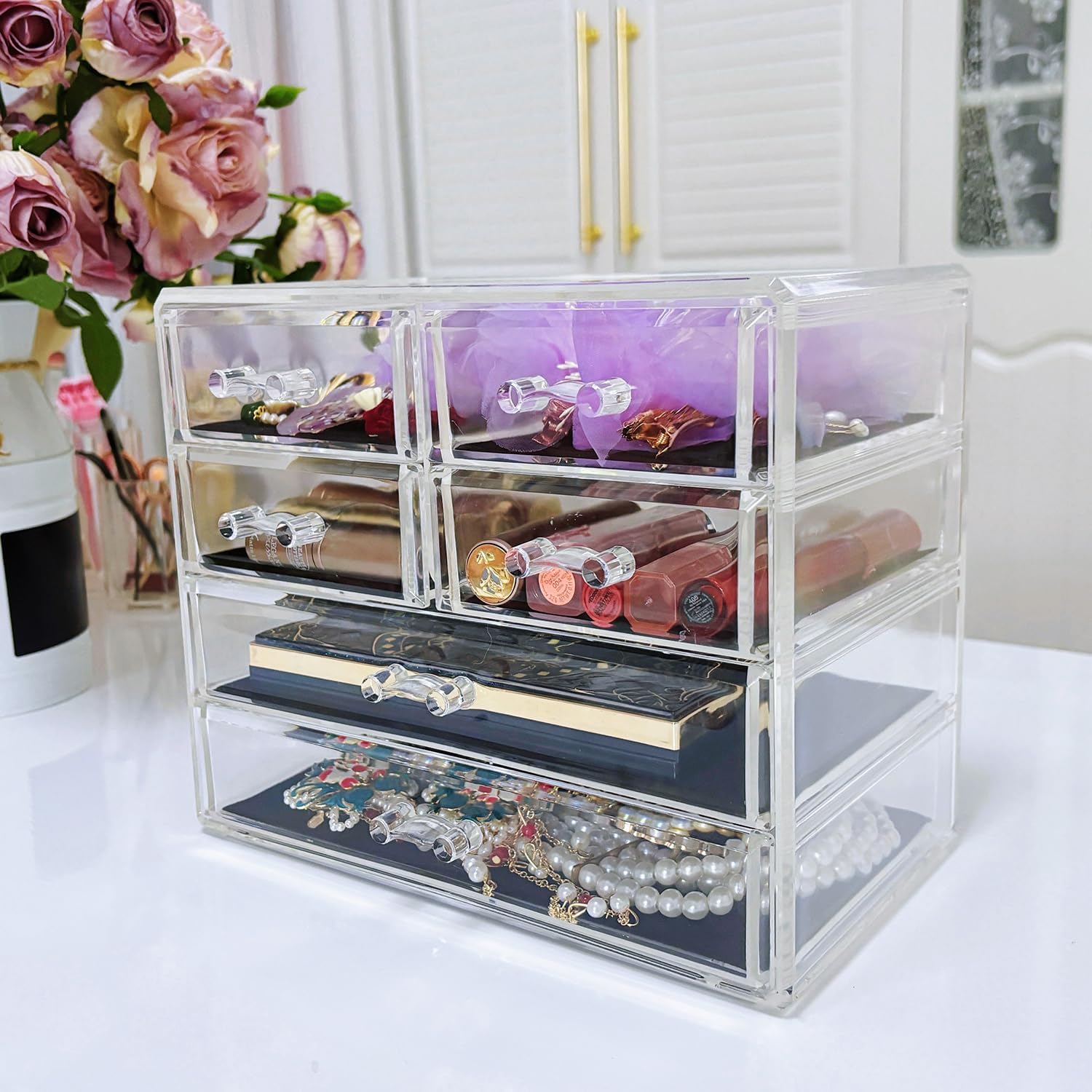 Nail Organizers Clear Acrylic Nail Jewellery Accessories Storage Case Holder Shelves Display Mesa Para Manicura Profesional Nail Table (6 Drawers)