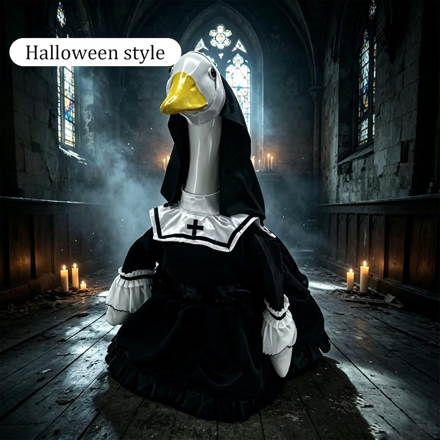 Nun Porch Goose Outfit for 23 Inch Cement Goose Statue Halloween Decor image 5