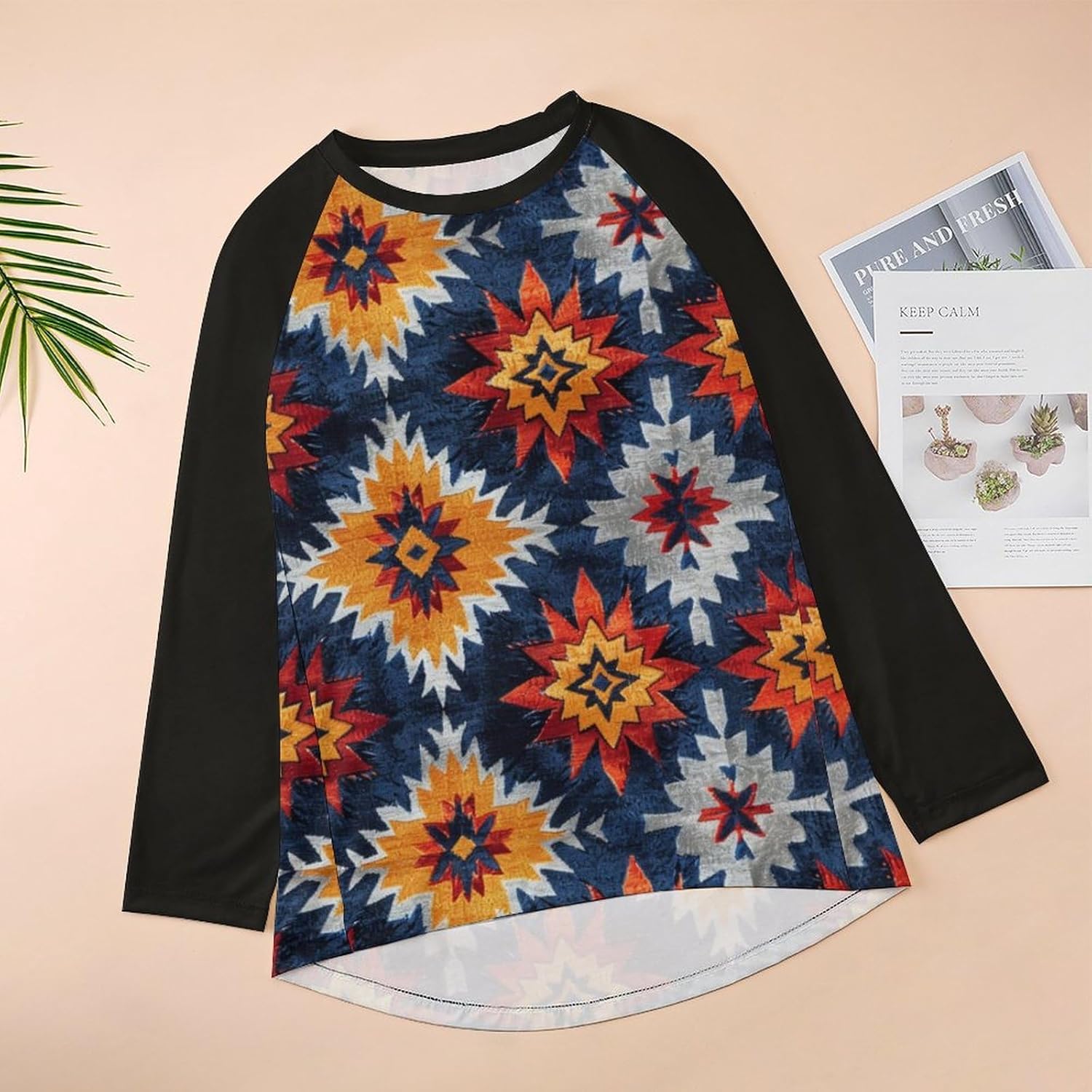 Long Sleeve Shirts for Women Retro Pullover Aztec Western Shirts Indian Crewneck Fall Loose Ladies Tops - Image 2