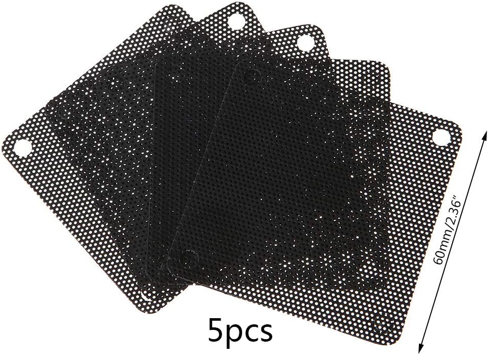 5PCS PVC Fan Dust Filter PC Dustproof for Case Cuttable Computer Mesh Cover 60mm Mesh Black Plastic, As Pic Shows