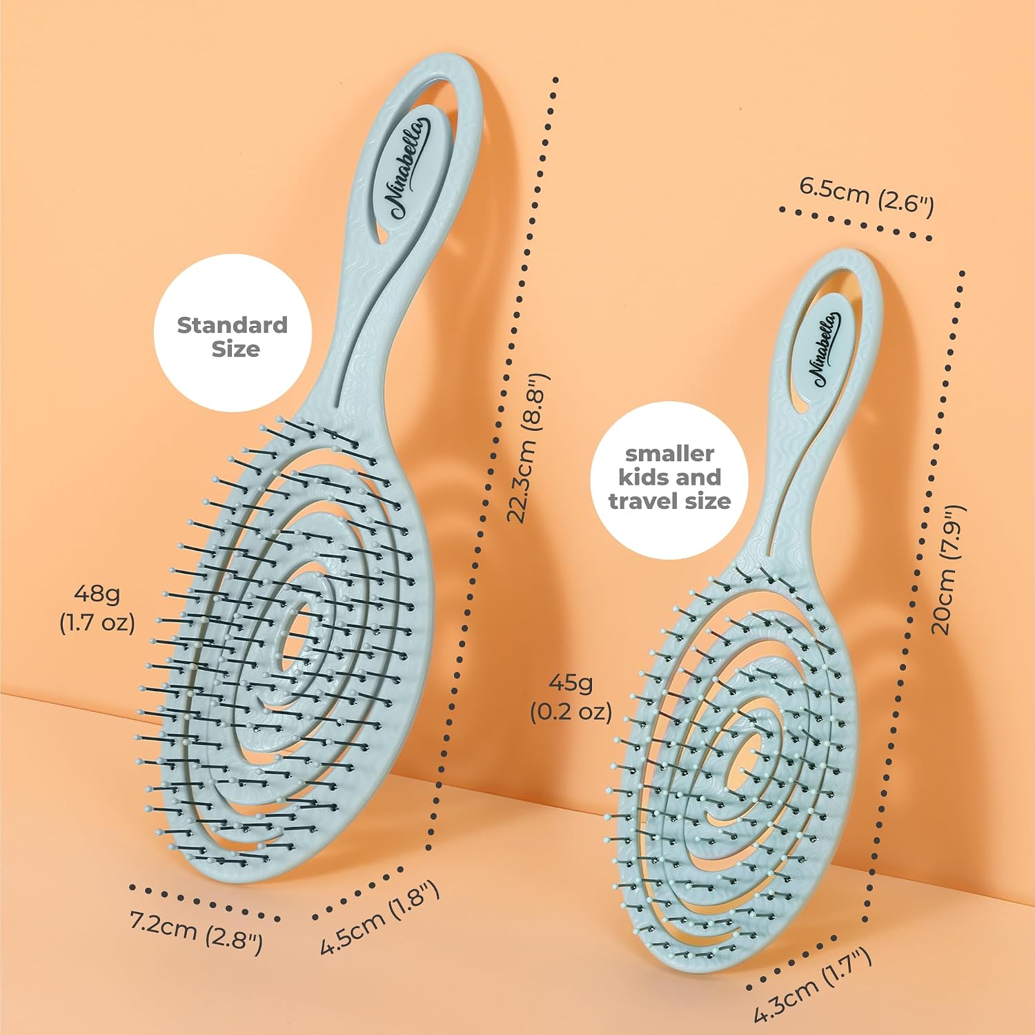 Ninabella Mini Detangler Brush - Small No Tangle Hair Brush for Purse and Travel - Hairbrush for Fine, Thick and Long Hair, Wet and Dry - Mint Green image 5