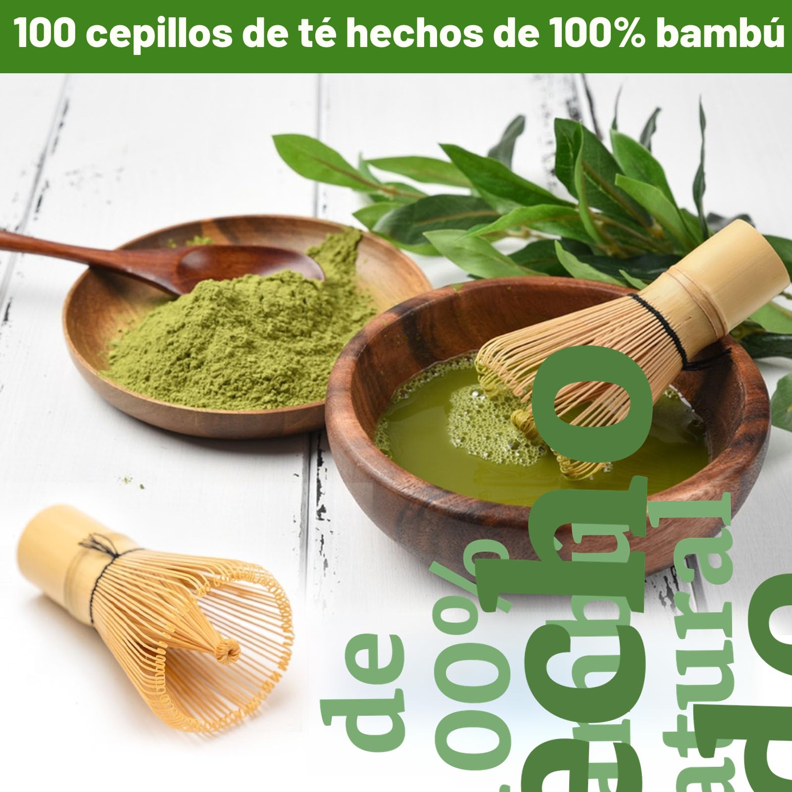 VMUTGA Batidor de Bambú Natural Chasen Tradicional, MA-01 Accesorio de Ceremonia de Matcha Japonés de 100 Varillas té Matcha
