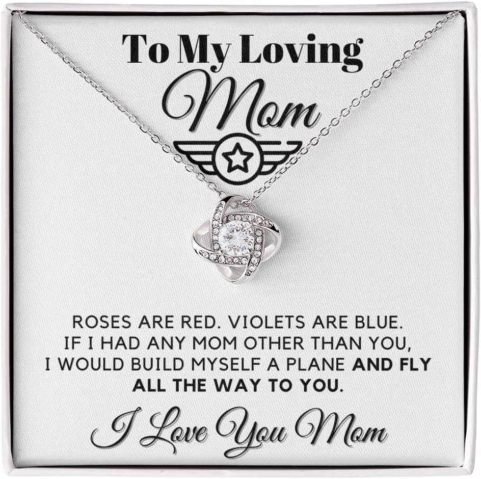 Pilot's Mom Love Knot Necklace - Mothers Day Gifts, Boy Mom Necklaces For Women, Mama Necklace Gift Son, Birthday Gifts Ideas, To My Loving Mom Necklace From Son, Valentines Day Gift, Mother Love Necklace, Brithday Gifts For Her, Christmas Gift Mom
