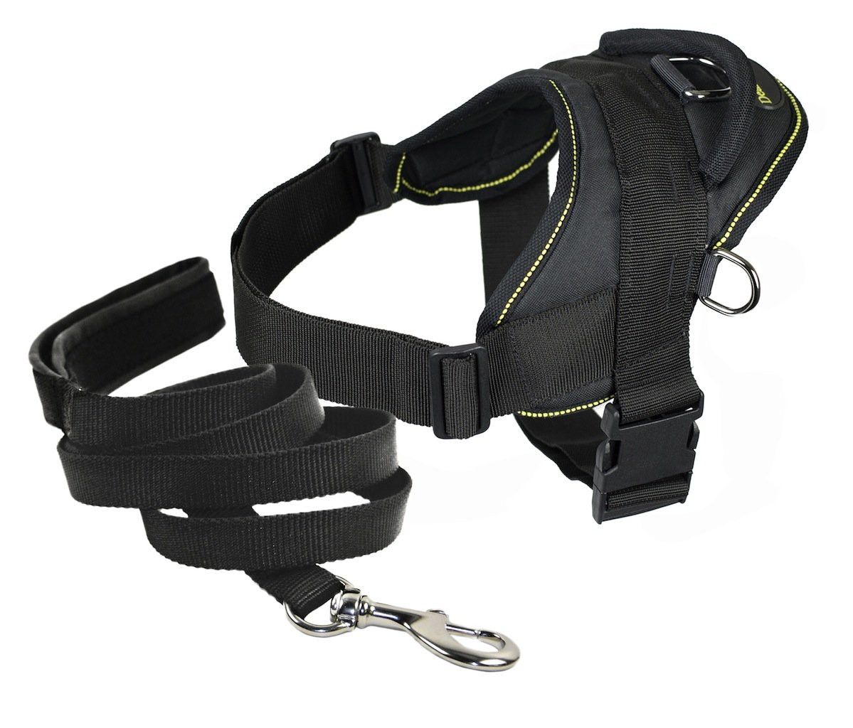 Ceinture Noir Dean & Tyler Large pour Chiot avec Laisse Assorti Jaune
