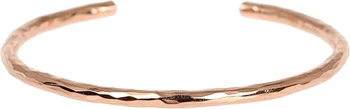 Miniatura 3 de John S. Brana Pulsera de cobre martillado de 0.118in, joyería hecha a mano, 100% cobre sólido sin revestimiento, Cobre