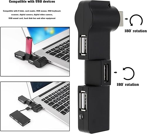Miniatura 3 de Create idea 4 puertos 180  Rotación USB Extensor Hub 4 puertos USB Hub Adaptador de corriente Mini USB 2.0 Hub 4 puertos USB Hub Accesorios para