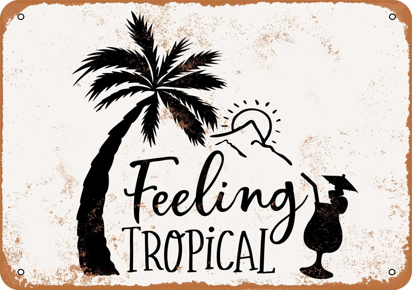 Miaomansenstore Metal Sign - Feeling Tropical - Vintage Look Home Decor