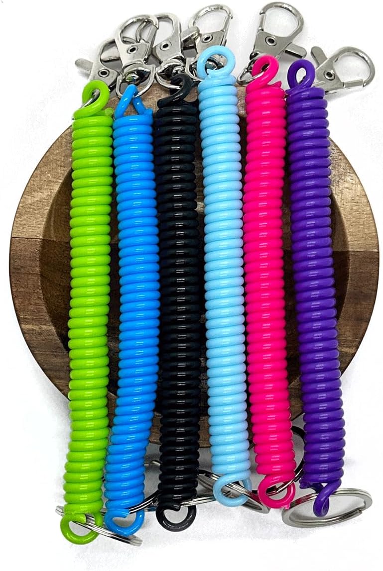 6PCS Retractable Spiral Coil keychains, Anti-lost Stretch Cord Keychain Lanyards, Keychain Wrist with Metal Lobster Clasp for keys Wallet Card Safety - Image 5