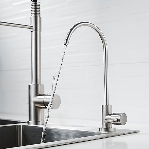 Miniatura 3 de Grifo de agua potable para fregadero de cocina, grifo de filtro de agua de níquel cepillado para sistema de filtración de agua sin espacio de aire,