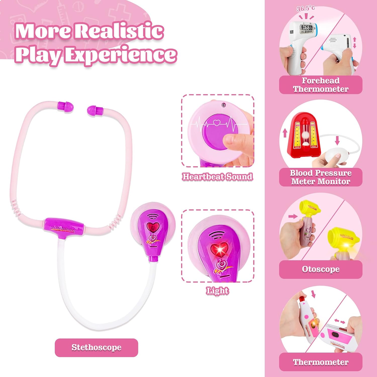 deAO Doctor Kit for Toddlers 3 4 5 Years Old, Dentist Playset with Medical Bag & Dental Tools, Pretend Dentist Play Set with Cart, Kids Doctor kit Educational Toys Gift for Girls Boys