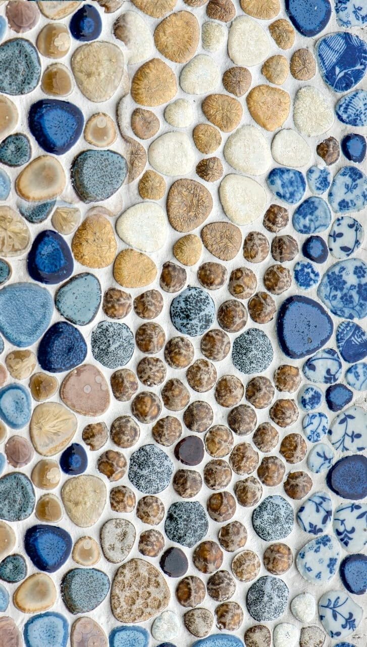 Mixd Color 3D Imitation Cobblestone Texture Outdoor Rugs for Patios Deck Garden Thin Soft Easy Clean Waterproof Non Shedding Mats Pool Balcony Backyard Porch Art Decor Outside Floor Carpets 5x7