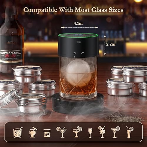Miniatura 7 de Kit de ahumador de whisky eléctrico actualizado 2025, recargable por USB con cúpula de cristal, regalo ideal para Navidaddía de San