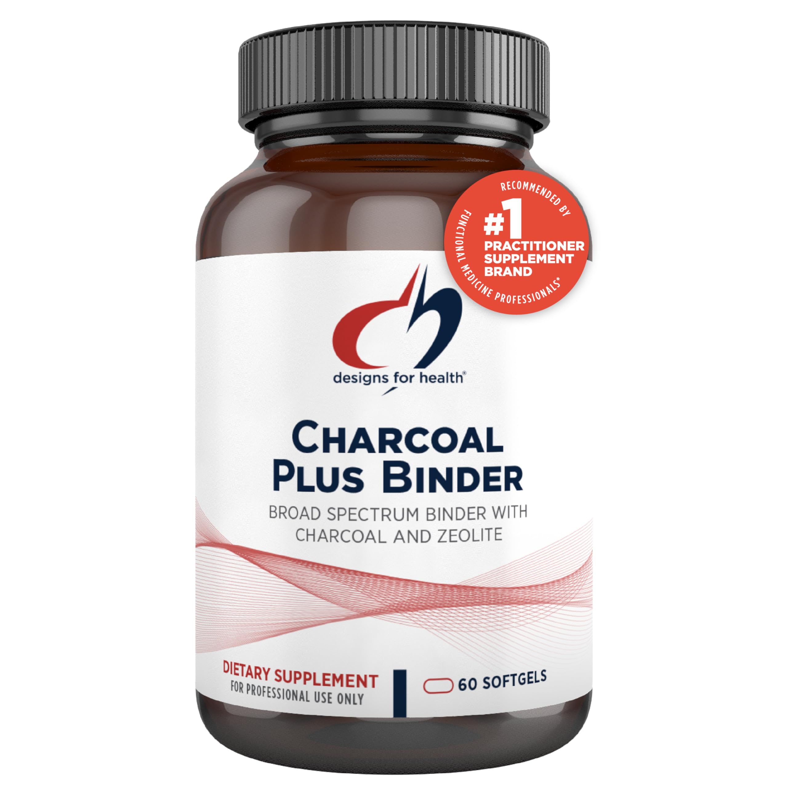 Designs for Health Charcoal Plus Binder - Zeolite Detox Process with Activated Charcoal, Organic Chlorella - Toxin Binder for Full Body, GI & Gut Detox Support (60 Softgels)