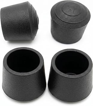 Rubber Chair Leg Caps for 1 Inch Round Legs, Black, 4 Pack