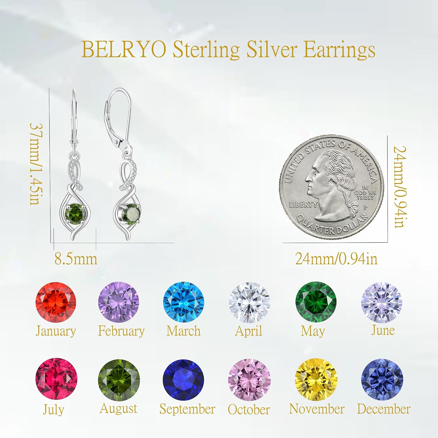 Infinity Leverback Earrings 925 Sterling Silver Cubic Zirconia Earrings Dangle Drop Earrings Birthday Christmas Anniversary Jewelry Gift for Women