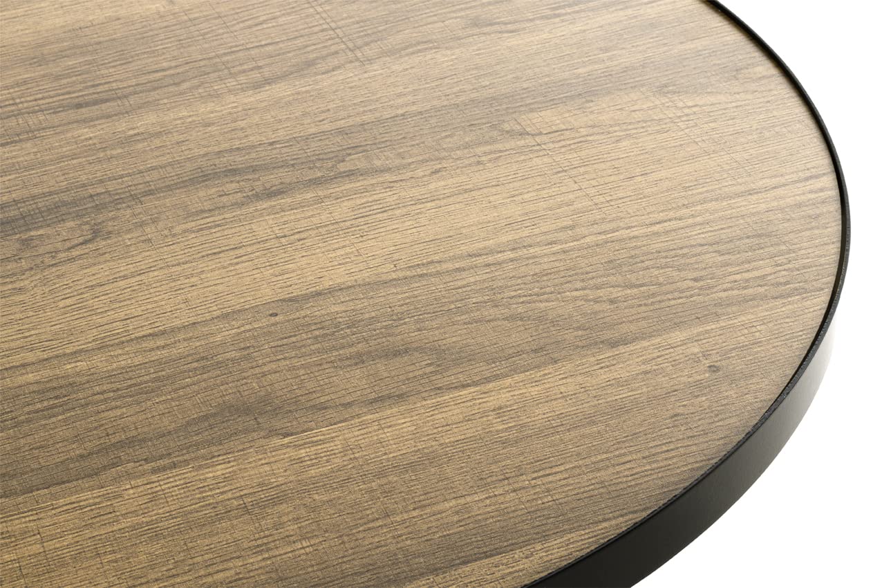 HAKU Beistelltisch rund Eiche schwarz MDF Metall runder Couchtisch - Maße: H 48 x Ø 60 cm Style: Modern