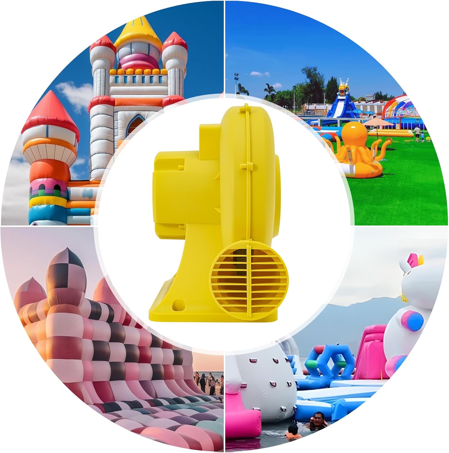 950W Inflatable Bouncer Blower High Power Air Pump 3400RPM 2300Pa Pressure Low Noise AC Motor for Bounce Houses Slides Tents Commercial Use