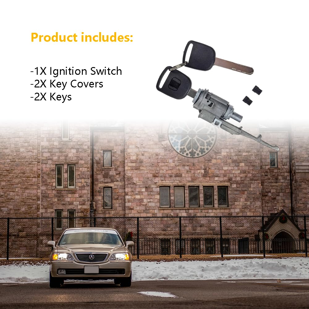 Ignition Switch Lock Cylinder w/ 2 Keys | Fit for 2003-2015 Honda Accord CR-V Civic Element Odyssey Pilot, 2007-2013 Acura MDX RDX TL TSX ZDX | OE# 06351-TE0-A11 06351-TP5-H11 06351-TA0-H11