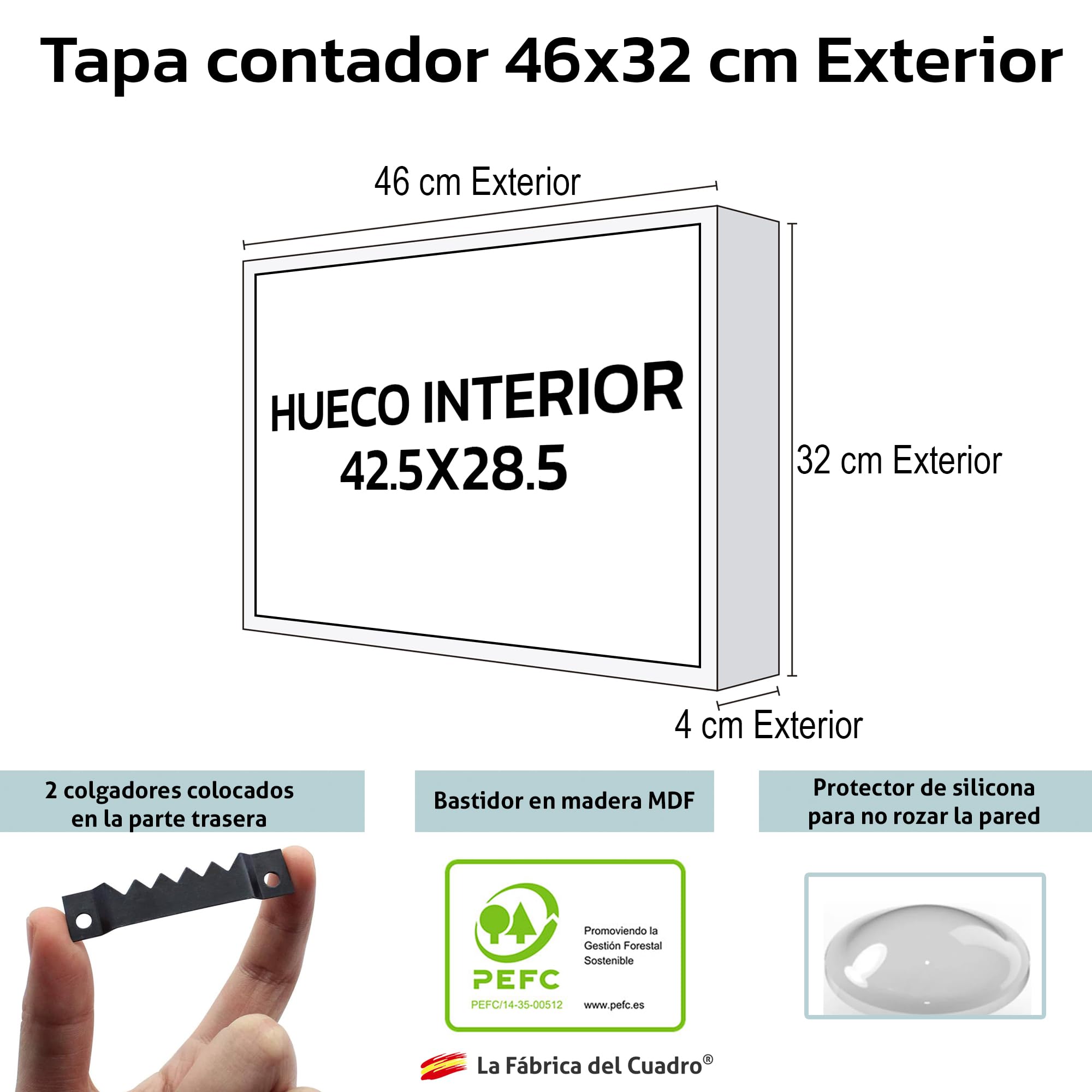 Lafabricadelcuadro® Tapa Contador de Luz Decorativa – Cuadro Cubre Contador Eléctrico en Madera MDF – Disponible en 40 Diseños y 2 Tamaños - Medida Externa (AC-106, 46X32 cm)