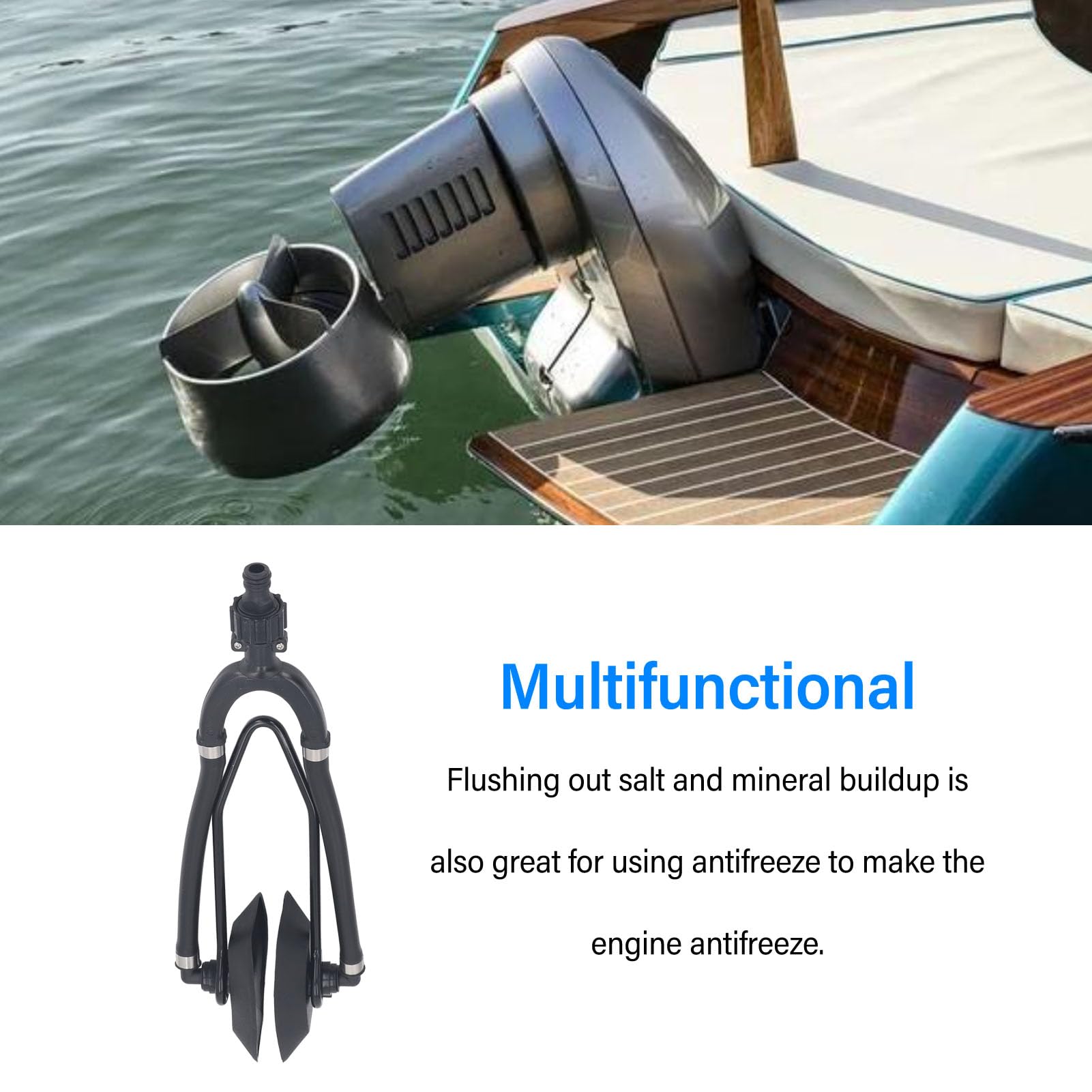Jiawu Enjuague de Motor de Alimentación de Agua Doble para Barco, Enjuagador de Agua para Motor Fueraborda Rectangular Universal, Enjuagador de Motor con Orejeras para Barco