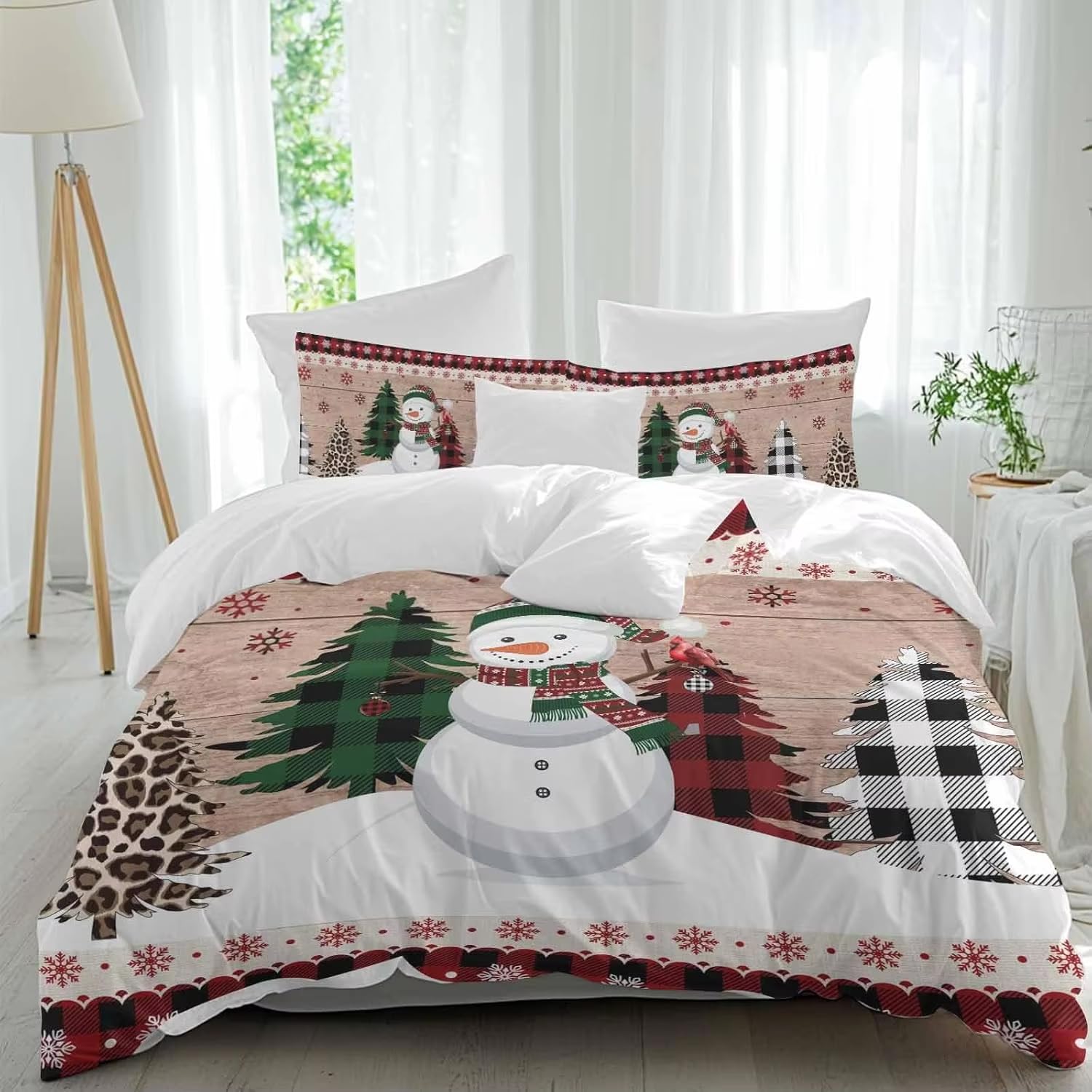 Parure de lit 200x200 de Noël bonhomme de neige pour une ambiance de chalet cocooning