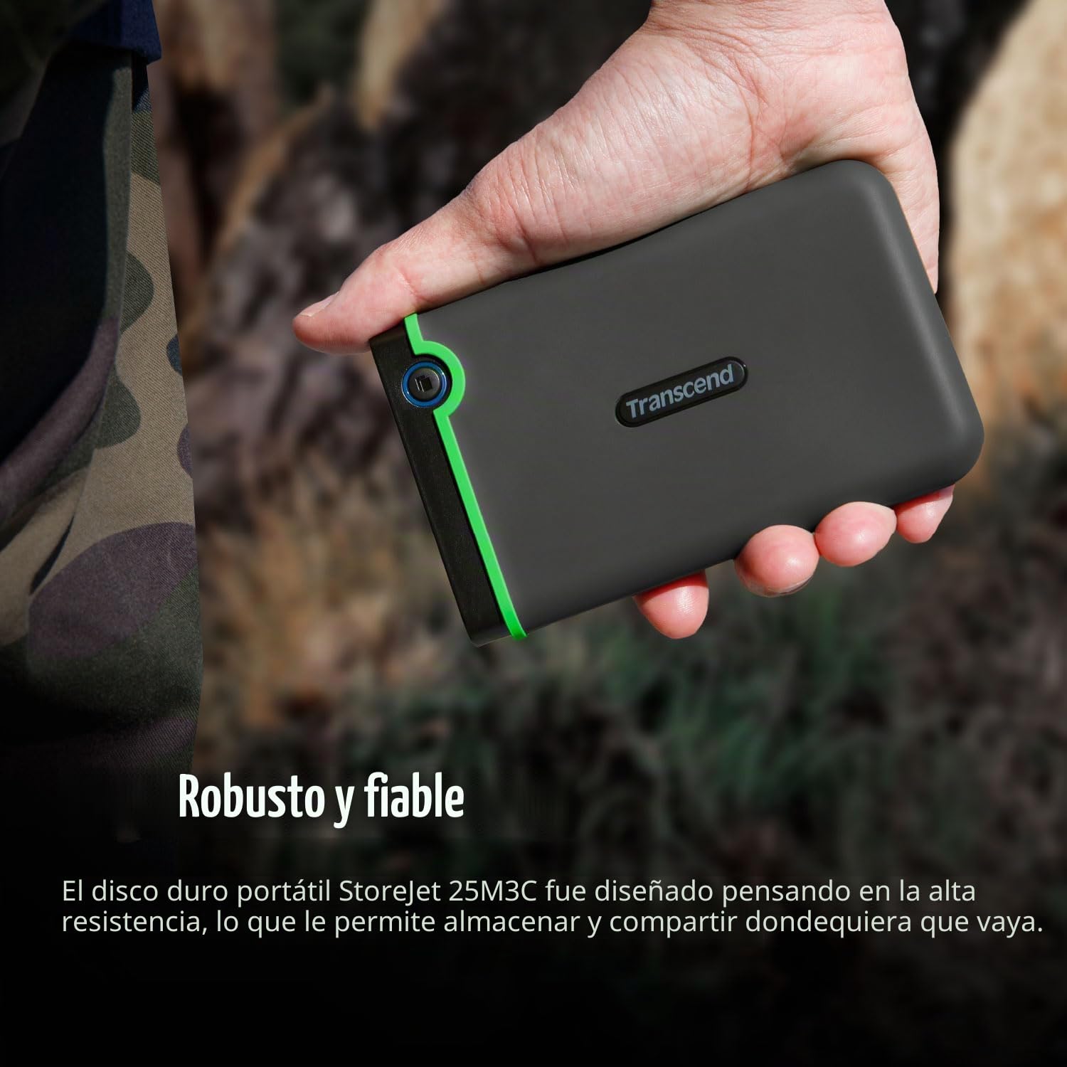 Transcend 2TB StoreJet 25M3C Disco Duro Externo Rugged de 2.5” USB Tipo-C Interfaz USB 3.1 Gen 1 Gris Hierro TS2TSJ25M3C