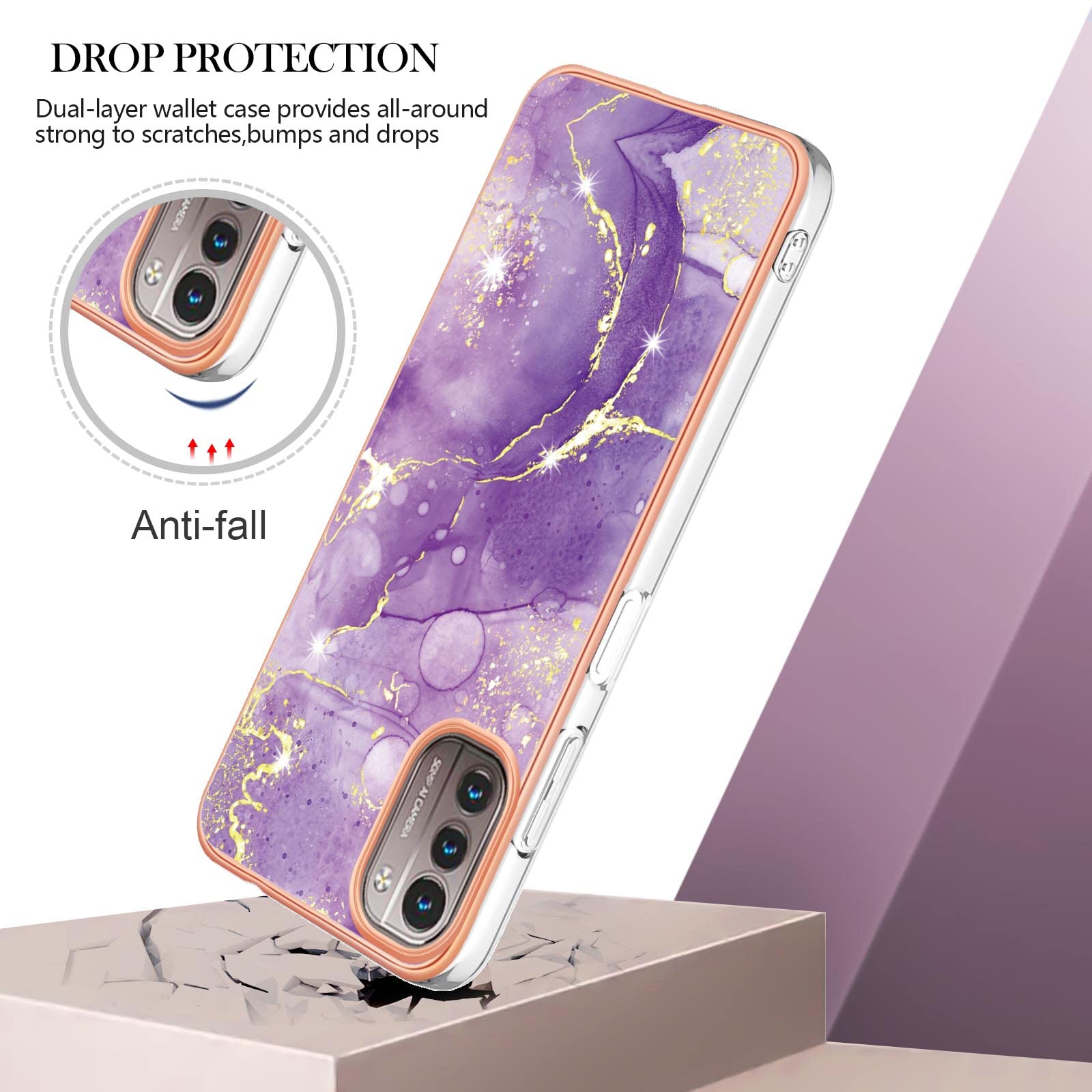BRAND SET Cover per Nokia G21/Nokia G11 Placcatura in Conchiglia Marmo Custodia Morbida Siliconata Antiurto Sottile Protezione Gomma Gel Bumper Case per Nokia G21/Nokia G11-Marmo Bianco