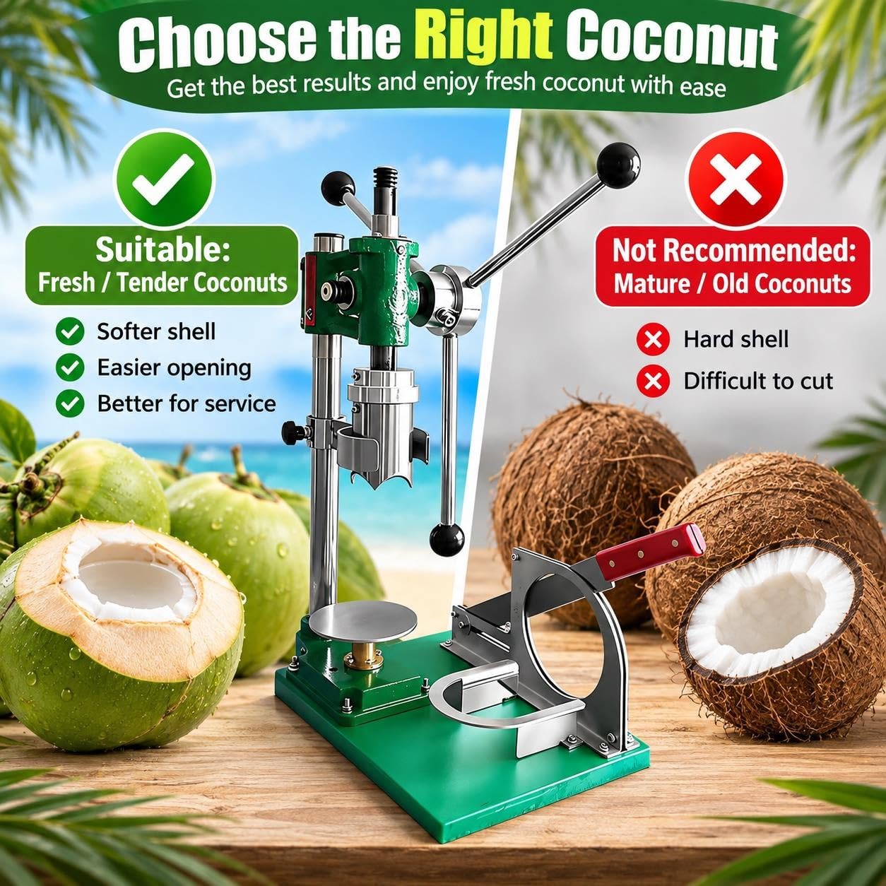 Máquina De Apertura De Coco Manual