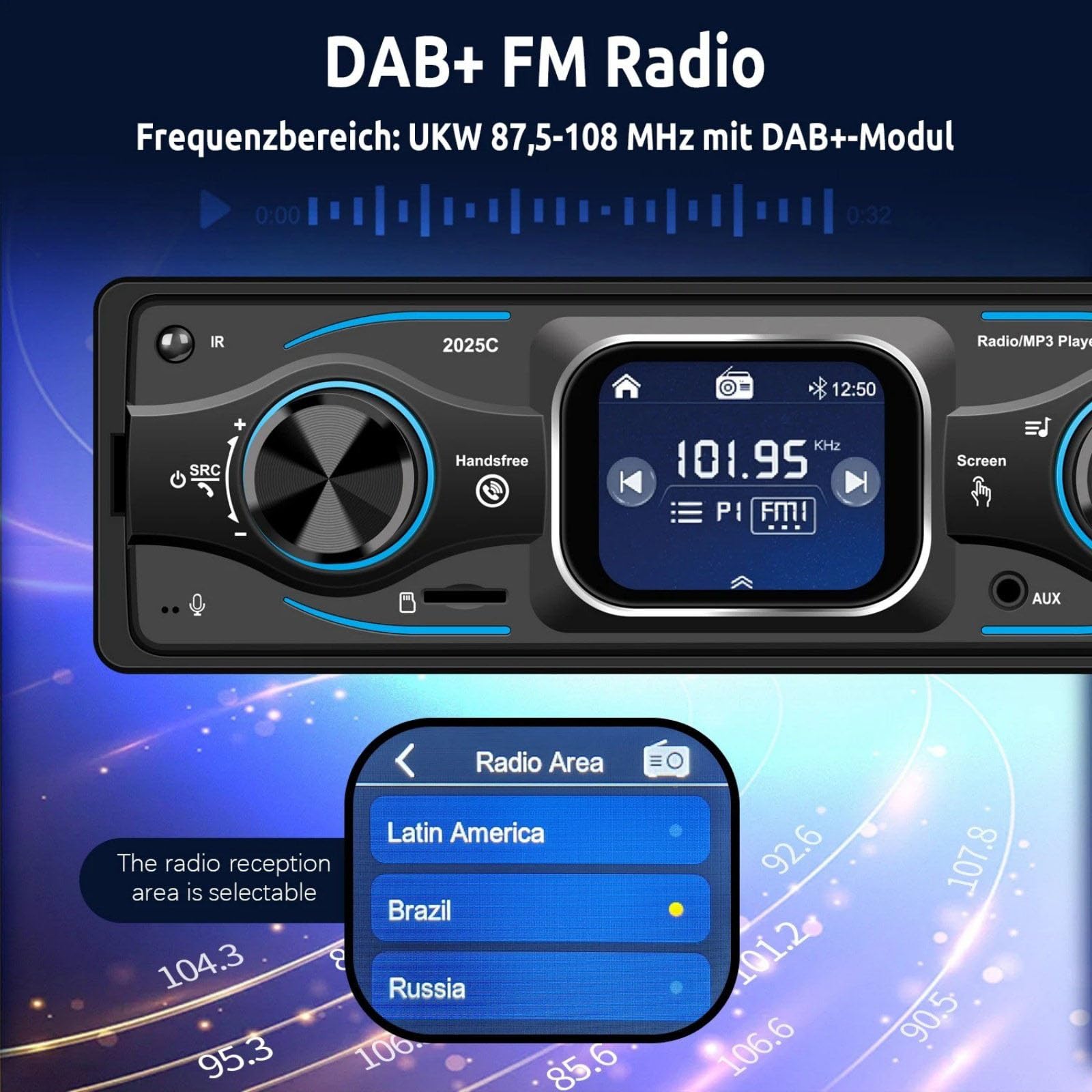 Radio samochodowe Bluetooth pojedyncze DIN radio samochodowe w desce rozdzielczej, port USB/TF/AUX