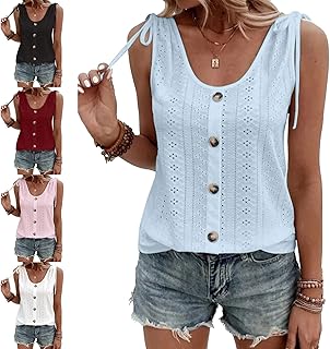 Top sin Mangas para Mujer Cómodo Verano Top con Cuello en U para Mujer Color de un Pecho para Viajar
