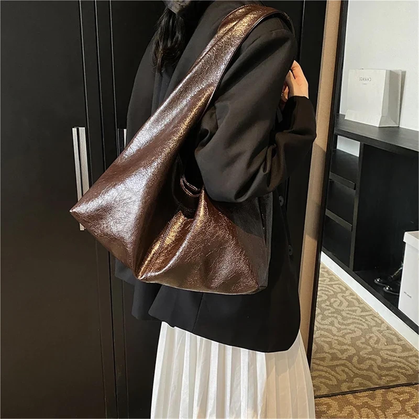 Bolso grande de cuero para mujer Bolsos grandes de piel sintética for mujer, tipo bandolera, for el invierno