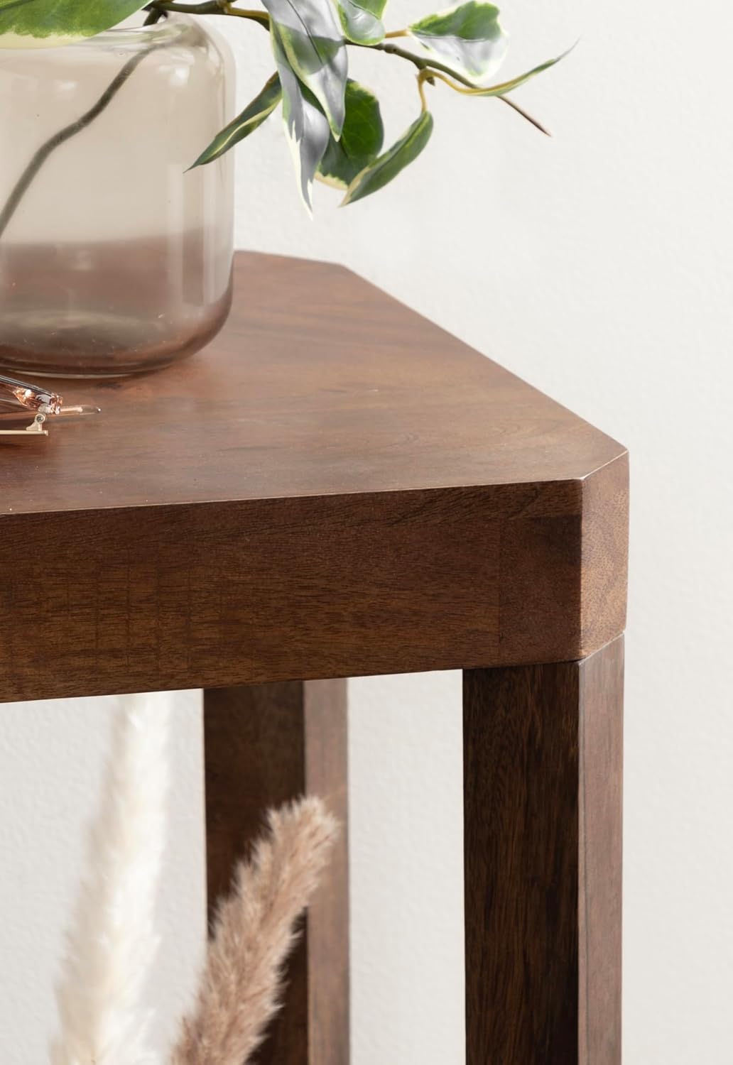 Kate and Laurel Talcott Modern Square Wood Drink Table; 12 x 12 x 28; Walnut Brown; Transitional Decorative Two-Tier Pedestal Table for Use as Plant Stand Indoors or Living Room Accent Table