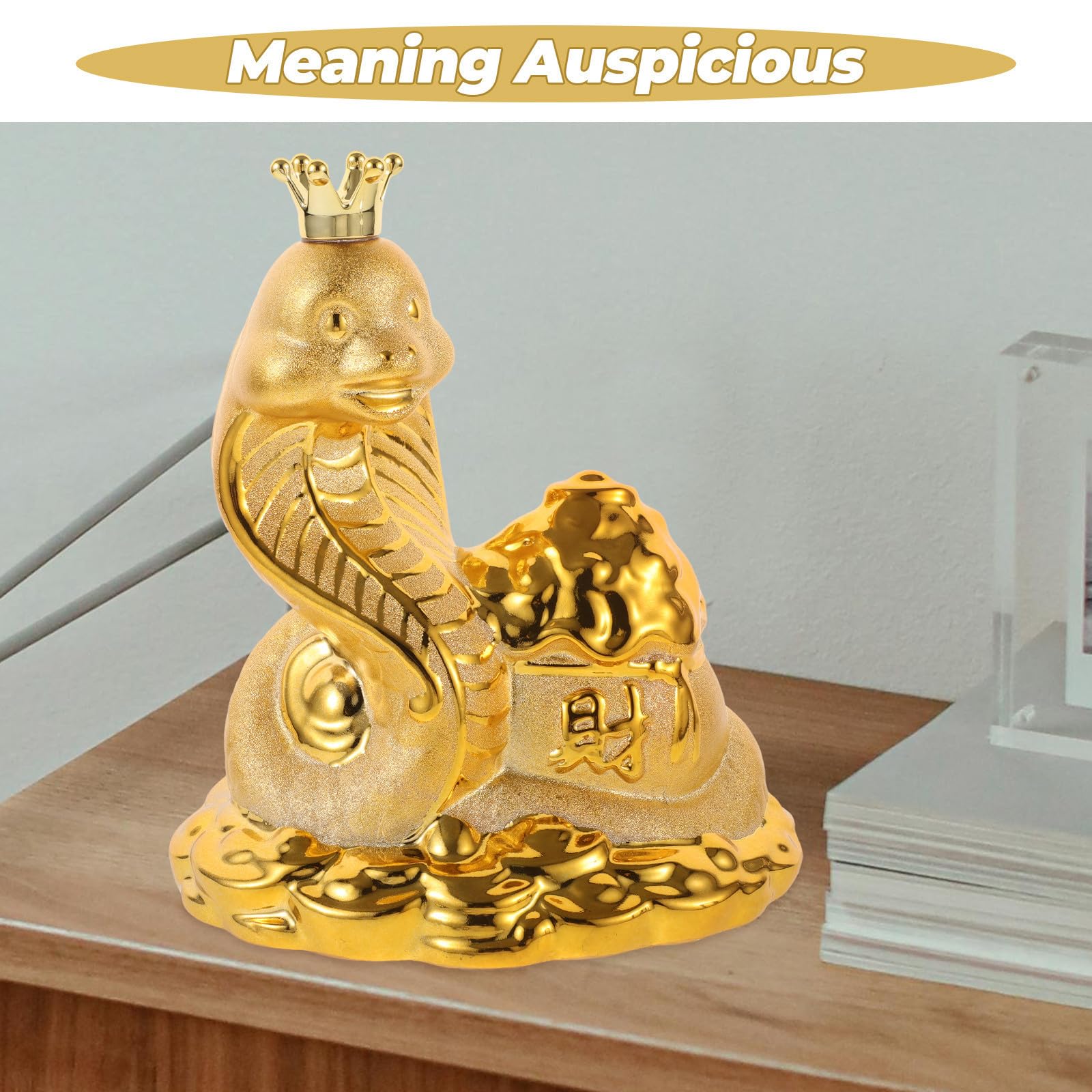 Cerdito Hucha Serpiente de Cerámica, Decoración de Dinero para Escritorio