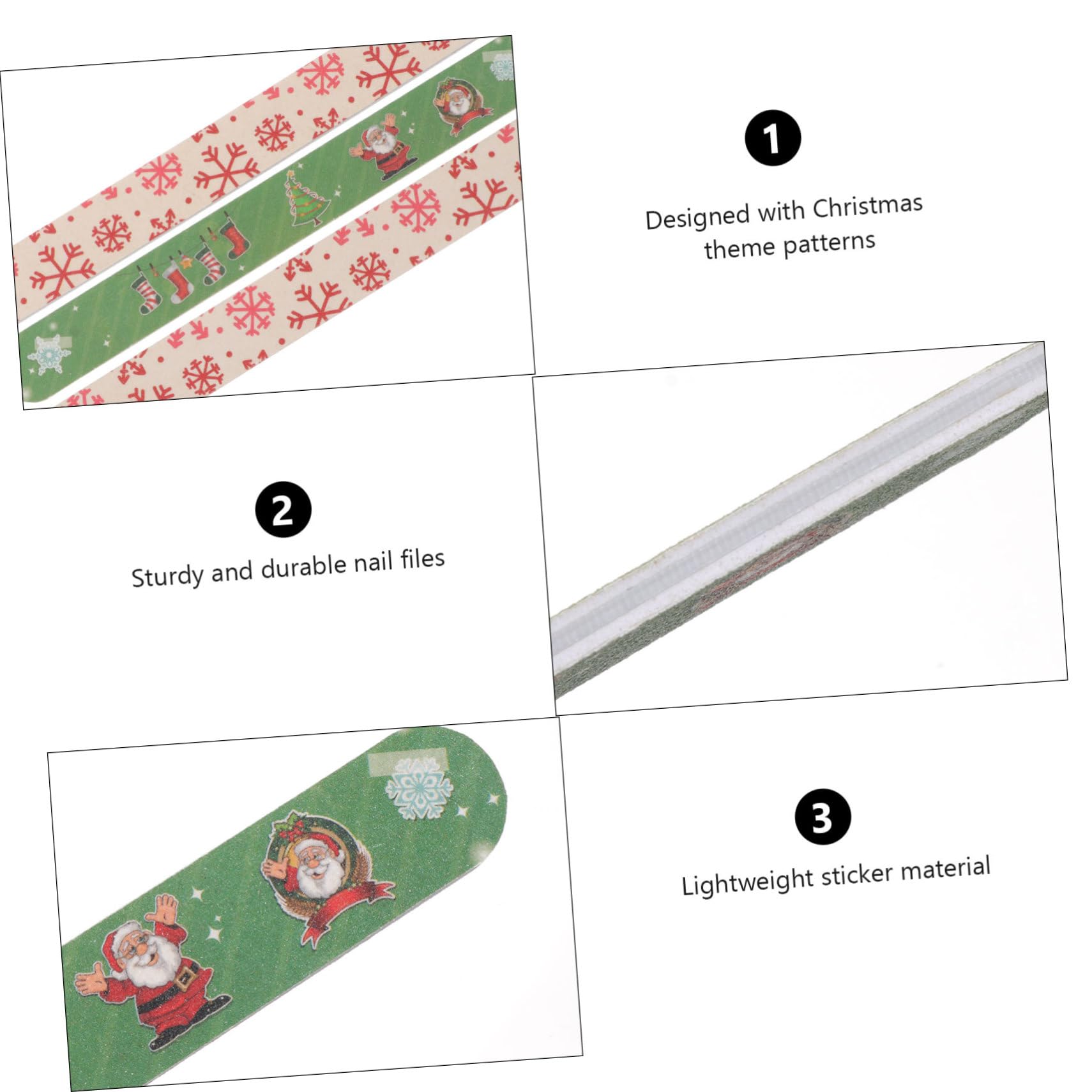 Lot De 12 Limes à Ongles à Grain De Noël, Taille Standard, Pour Manucure Et Pédicure, Usage Maison Et Professionnel, Design Festif, Pratique Pour Nail Art Simple Et Soins Des Ongles