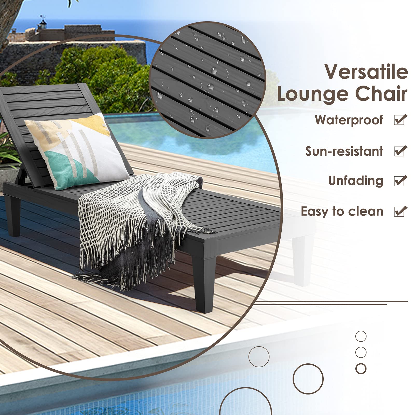 costway set of 2 patio folding chair recliner adjustable black