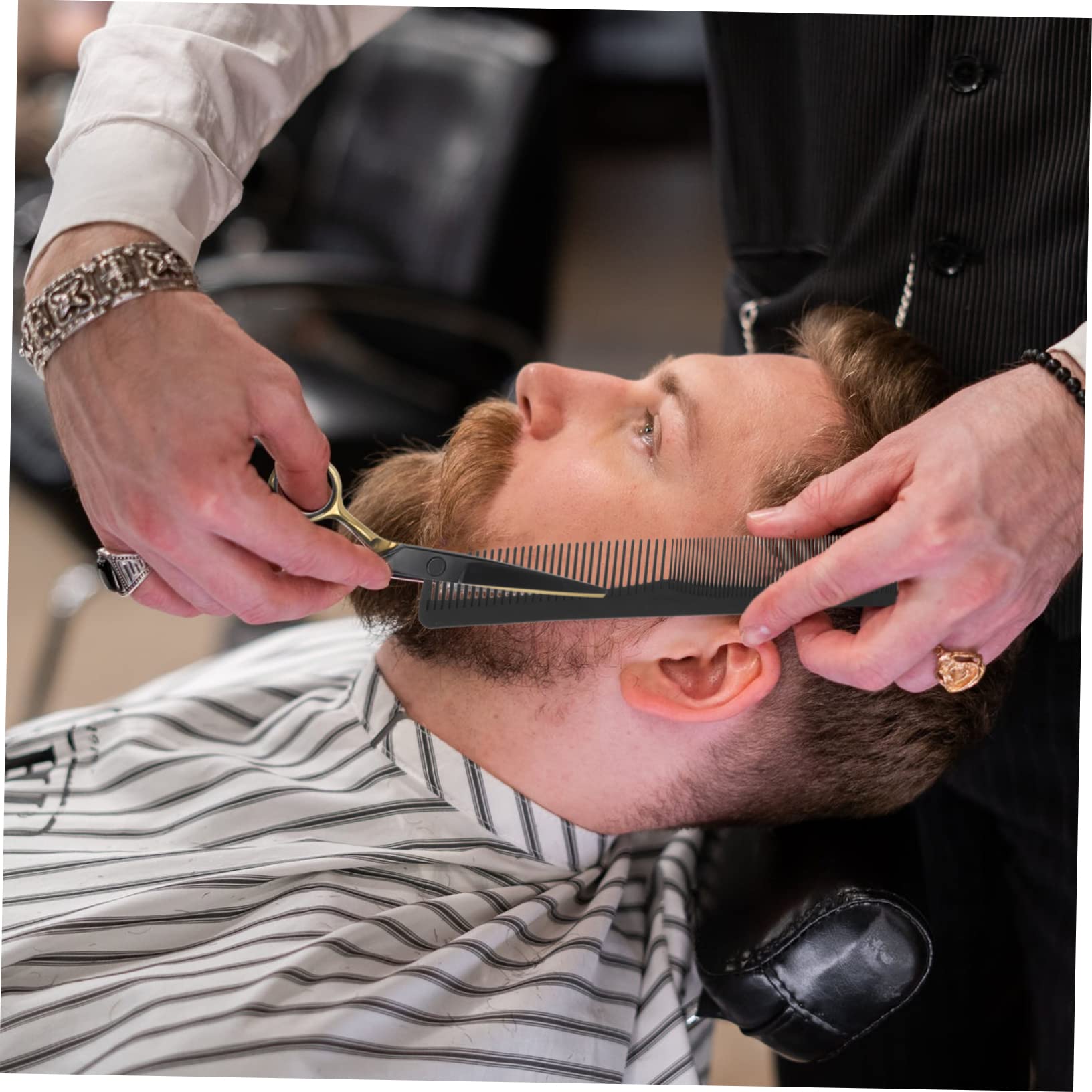 Didiseaon Tijeras De Peluquería Sencillas Tijeras De Dientes Planos De Barbero De Acero Inoxidable Para Salón De Peluquería