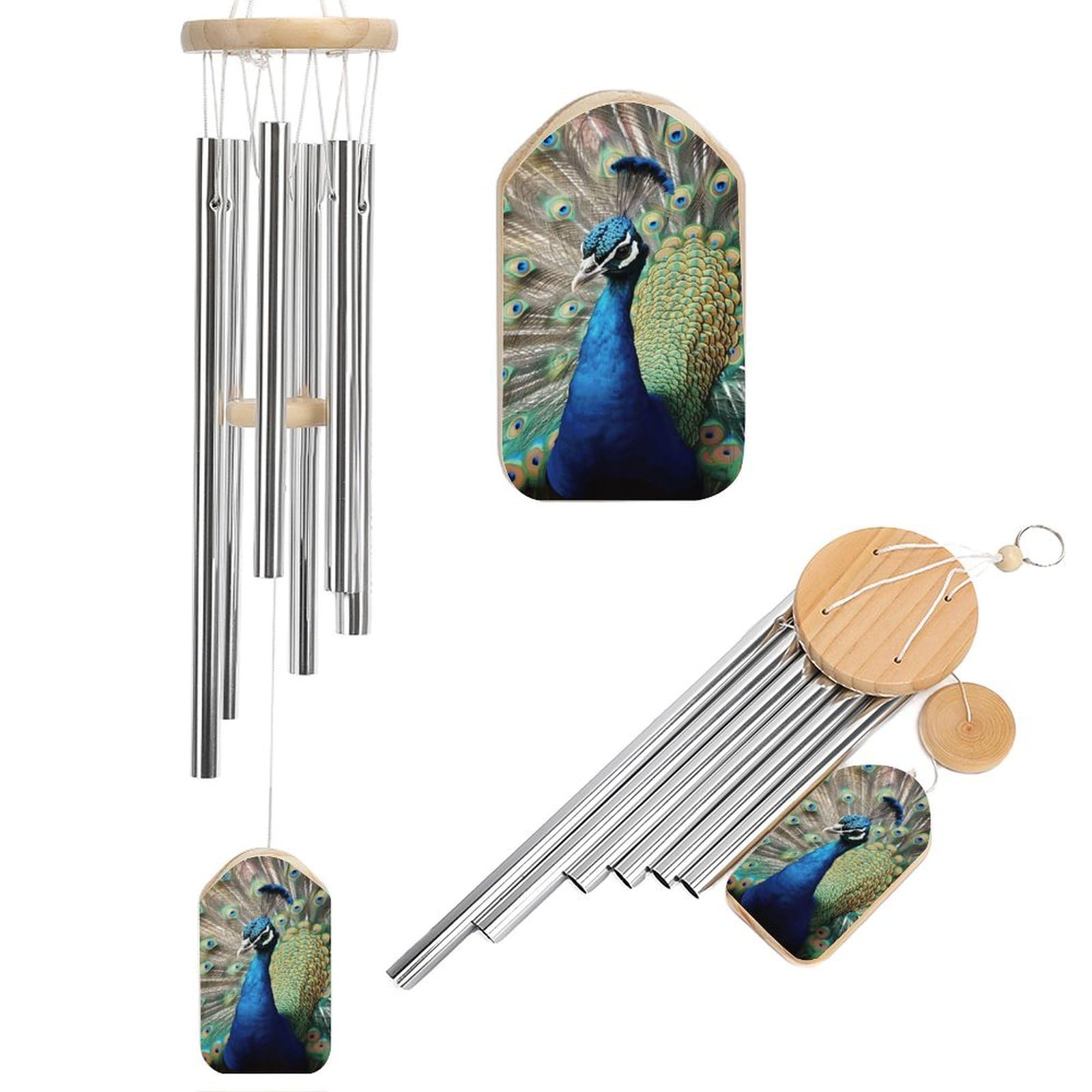 Outdoor Wind Chimes, The Peacock Printed Wind Chimes,Simple Wind Chimes,Curtain Wind Chimes for Home Decoration