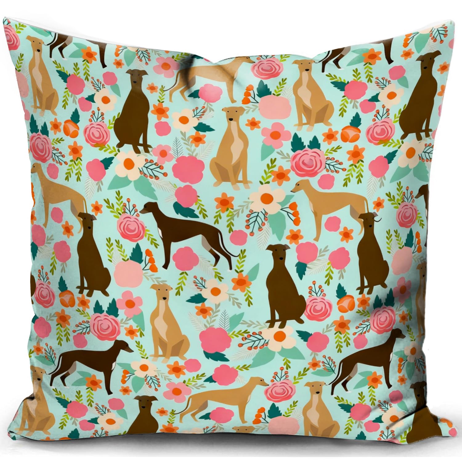 KUNQIAN Greyhounds Cushion Covers - Dogs Decorations Pillow Cover Gifts for Lovers Decor Home Livingroom Couch Sofa 18"x18"(45x45cm)